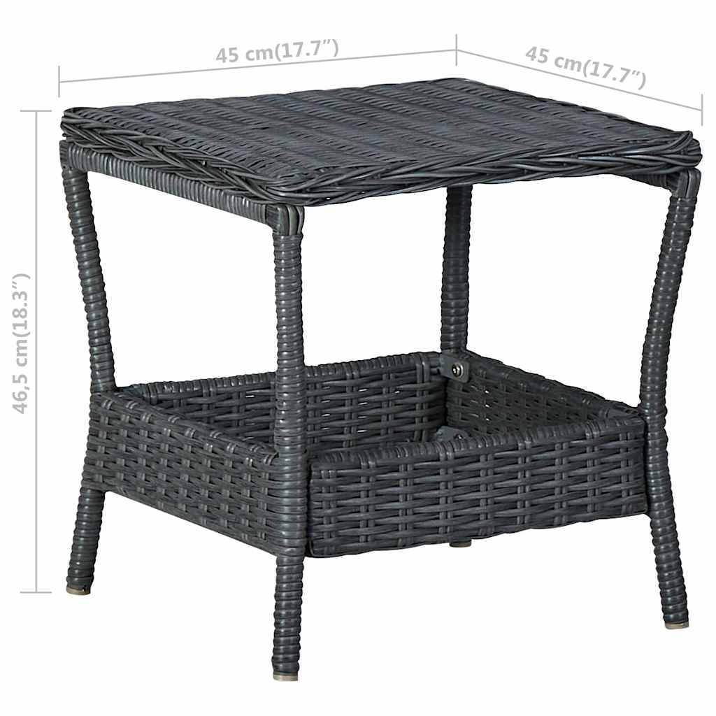 Vidaxl - Table de jardin Gris foncé 45x45x46,5 cm Résine tressée vidaXL 313306 - Imagen 6
