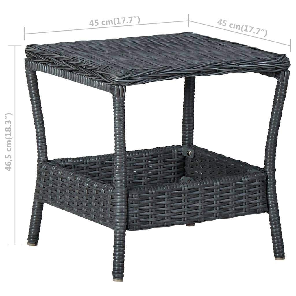 Vidaxl - Table de jardin Gris foncé 45x45x46,5 cm Résine tressée vidaXL 313306 - Imagen 3