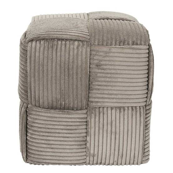 Pouf cube en velours côtelé tressé coloris taupe - AMORY - Image 3