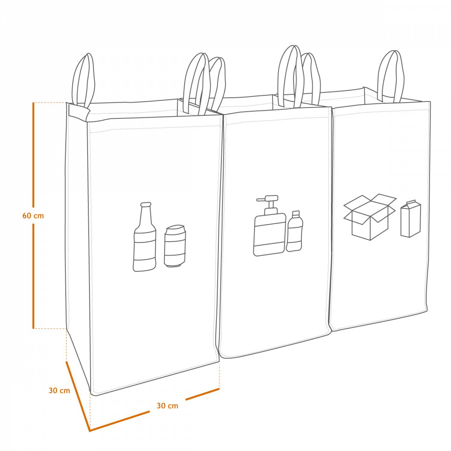 Linxor - Lot de 3 sacs de recyclage réutilisables pour tri sélectif - 160L - Linxor - Imagen 2