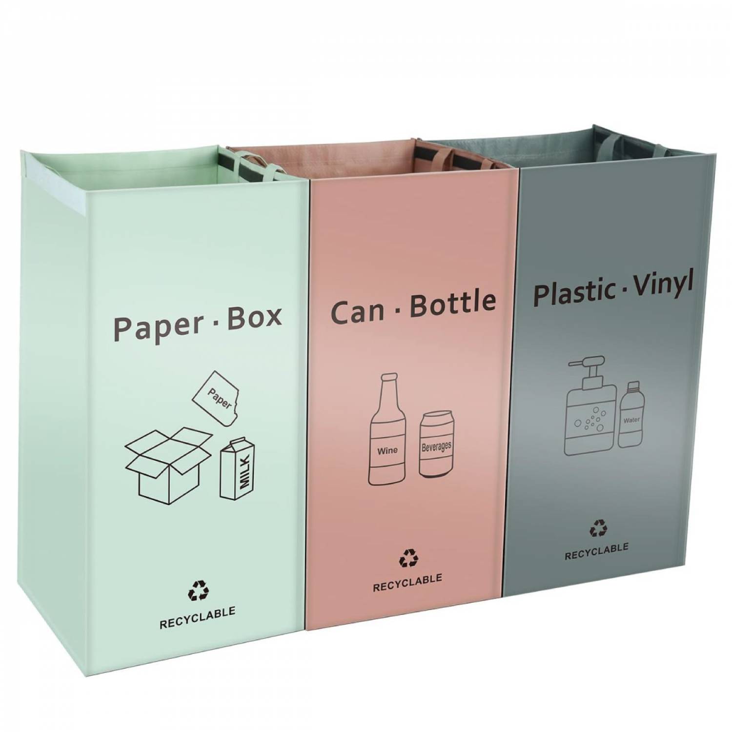 Linxor - Lot de 3 sacs de recyclage réutilisables pour tri sélectif - 160L - Linxor - Imagen 1