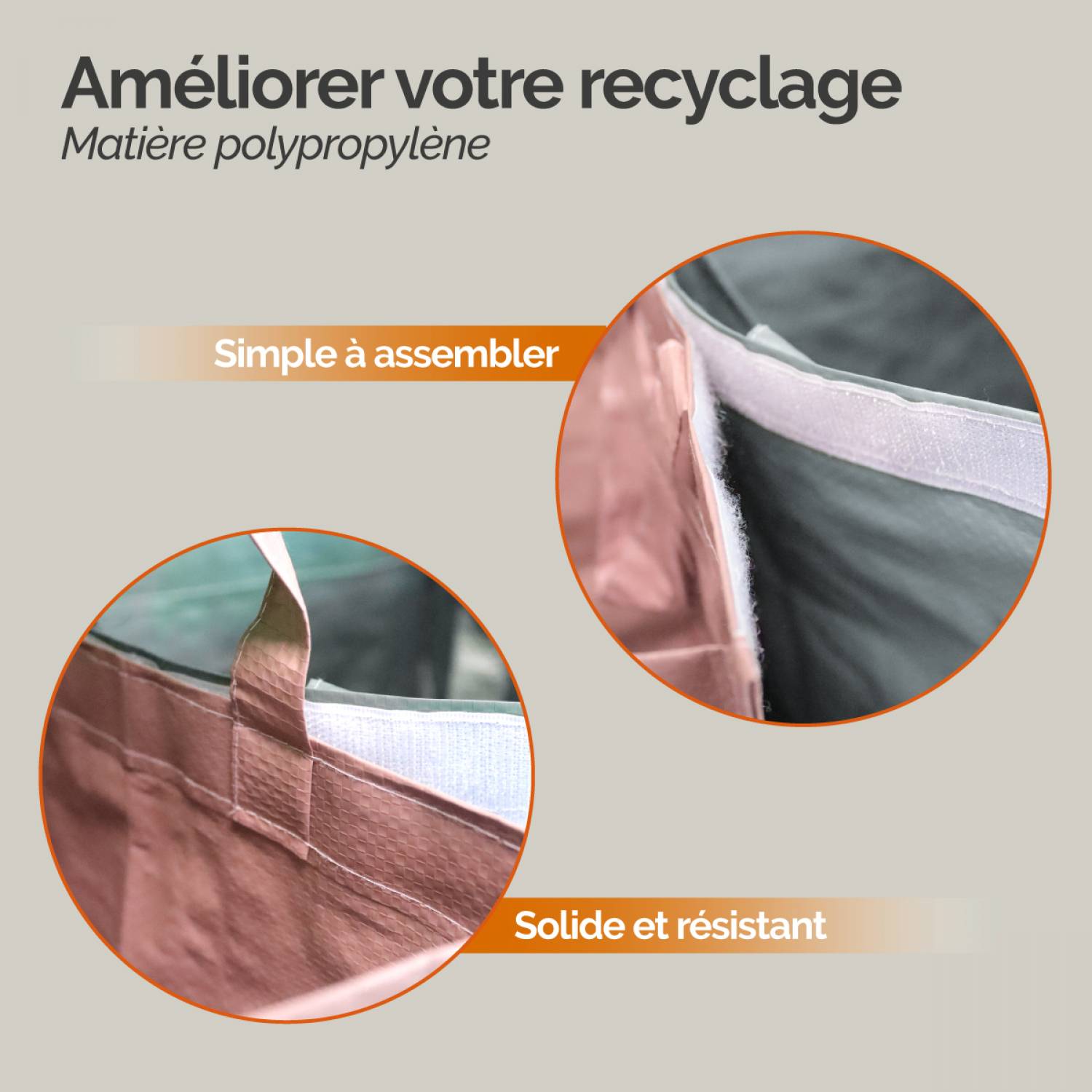 Linxor - Lot de 3 sacs de recyclage réutilisables pour tri sélectif - 160L - Linxor - Imagen 5