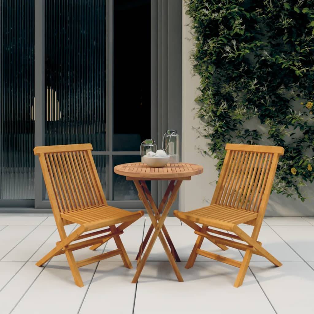 Maison Chic - Ensemble de 3 pcs table de jardin avec chaises - mobilier de jardin Bois de teck massif - Image 2