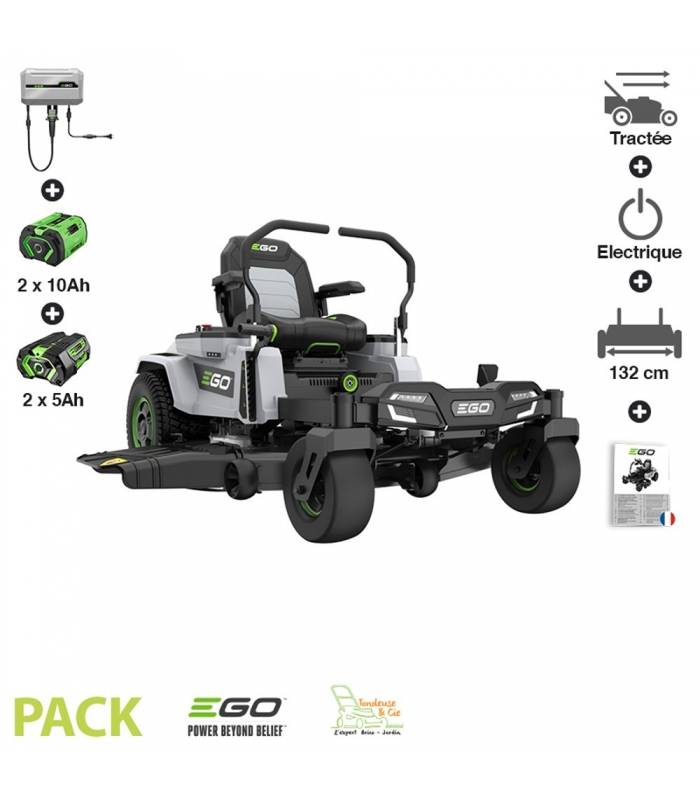 Ego Power + - Pack 30Ah tondeuse autoportée Zero Turn coupe 132 cm et chargeur 1600W inclus EGO ZT5201E-L