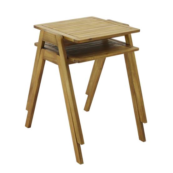 Oviala - Table de jardin carrée en bois d'eucalyptus 2 places Uzes - Oviala - Image 2