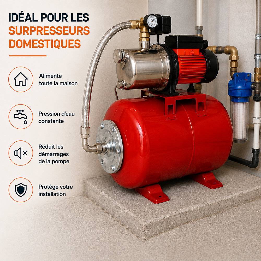 Gt Market - Réservoir pression à vessie horizontal - 24 litres - GT MARKET - Imagen 5