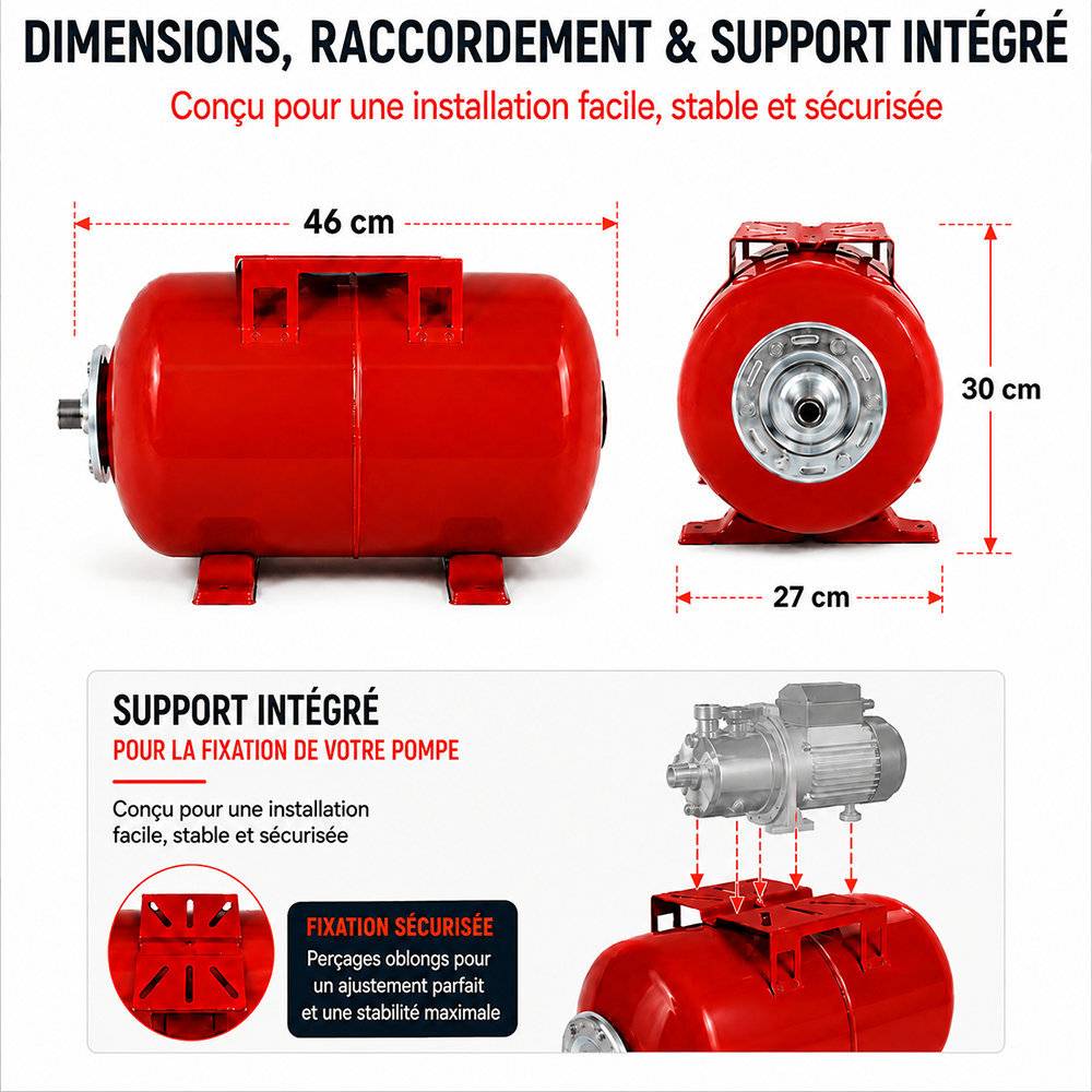 Gt Market - Réservoir pression à vessie horizontal - 24 litres - GT MARKET - Imagen 3