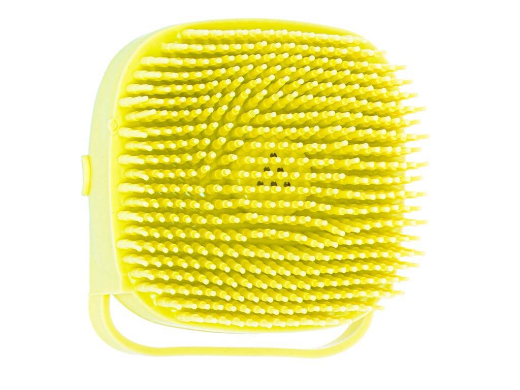 Brosse en silicone pour laver les chiens et les chats jaune - Image 4