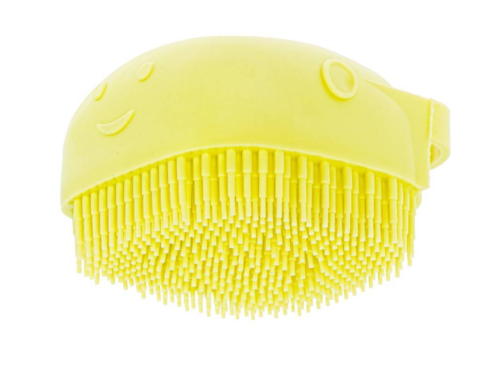 Brosse en silicone pour laver les chiens et les chats jaune - Image 5