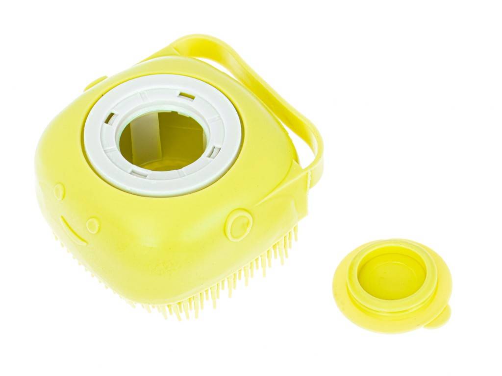 Brosse en silicone pour laver les chiens et les chats jaune - Image 6