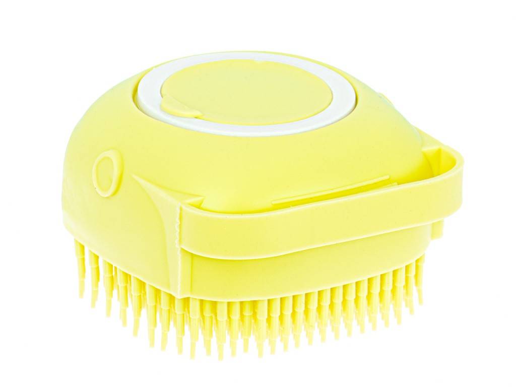 Brosse en silicone pour laver les chiens et les chats jaune - Image 3
