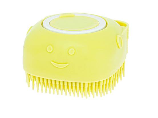 Brosse en silicone pour laver les chiens et les chats jaune - Image 1