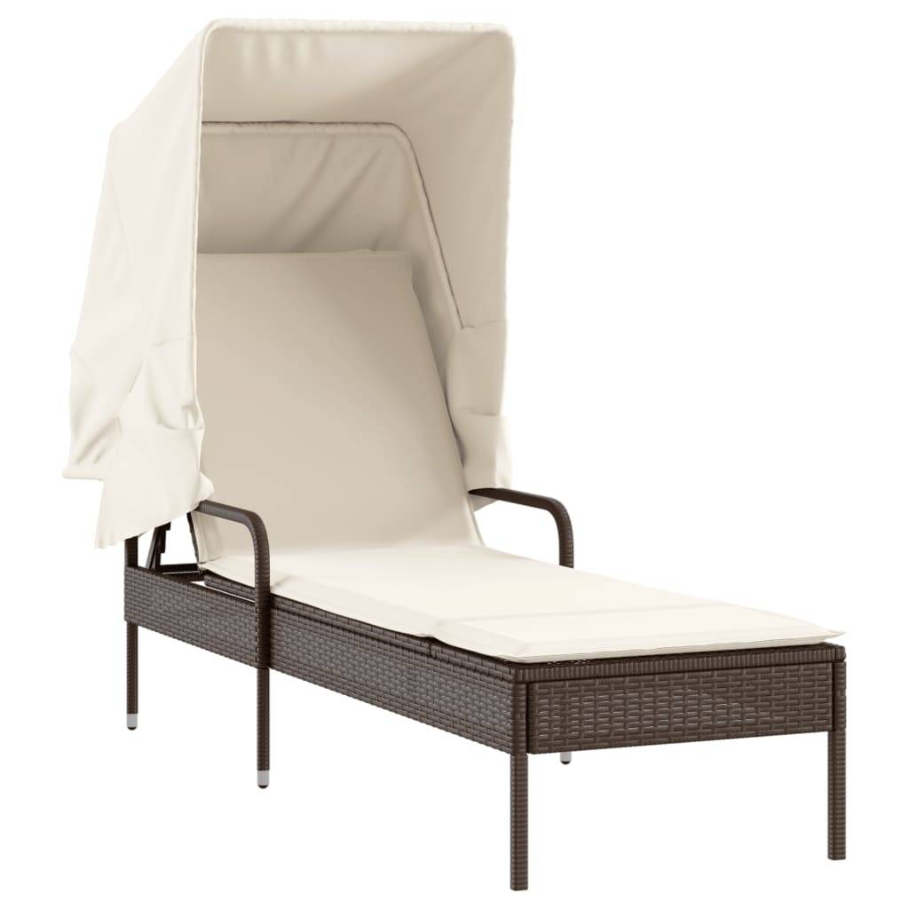 Vidaxl - Chaise longue avec auvent et table marron résine tressée vidaXL 368198 - Image 6