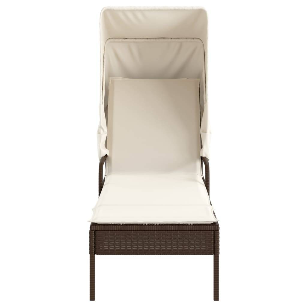 Vidaxl - Chaise longue avec auvent et table marron résine tressée vidaXL 368198 - Image 7