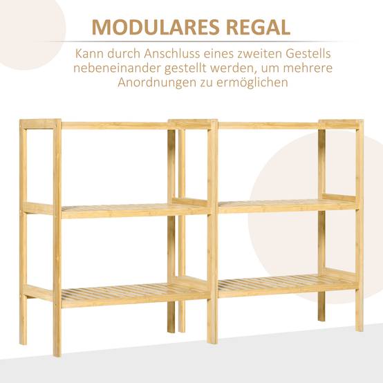 Étagère en bambou à 3 niveaux, bambou, 62 cm x 33 cm x 80 cm, naturel - Image 7