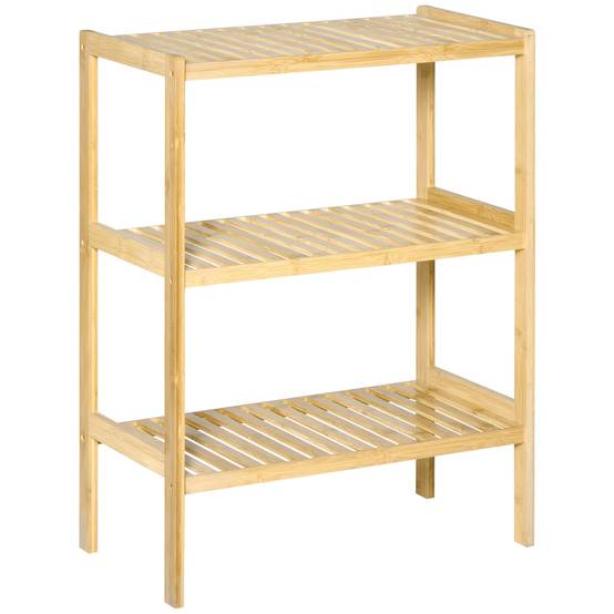 Étagère en bambou à 3 niveaux, bambou, 62 cm x 33 cm x 80 cm, naturel - Image 1