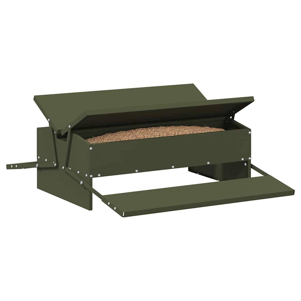 Distributeur Pédale Poule Métal Étanche 10kg Olive - ComfortXL Outdoor Living - Image 3