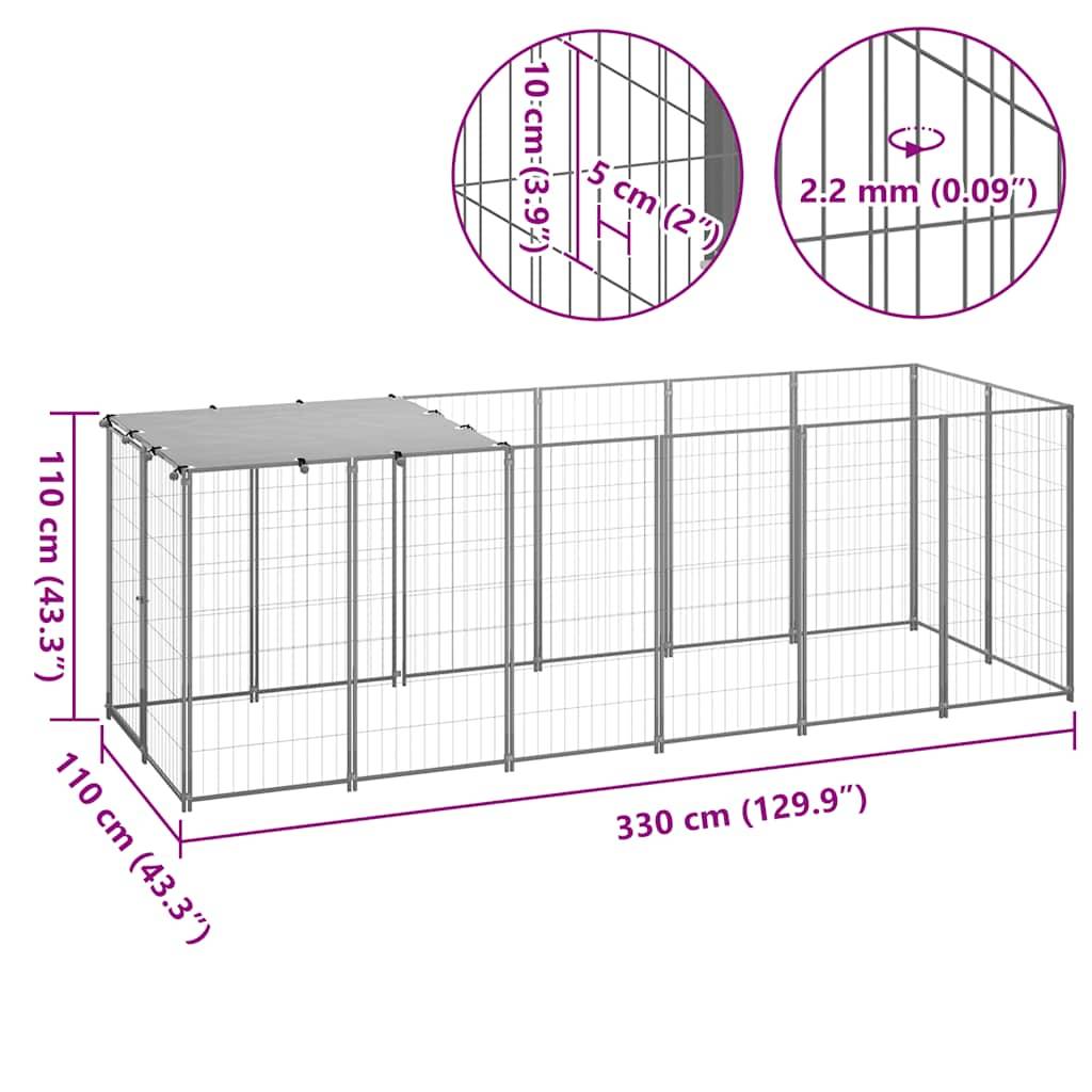 Vidaxl - Chenil Argenté 330x110x110 cm Acier vidaXL 150786 - Imagen 3