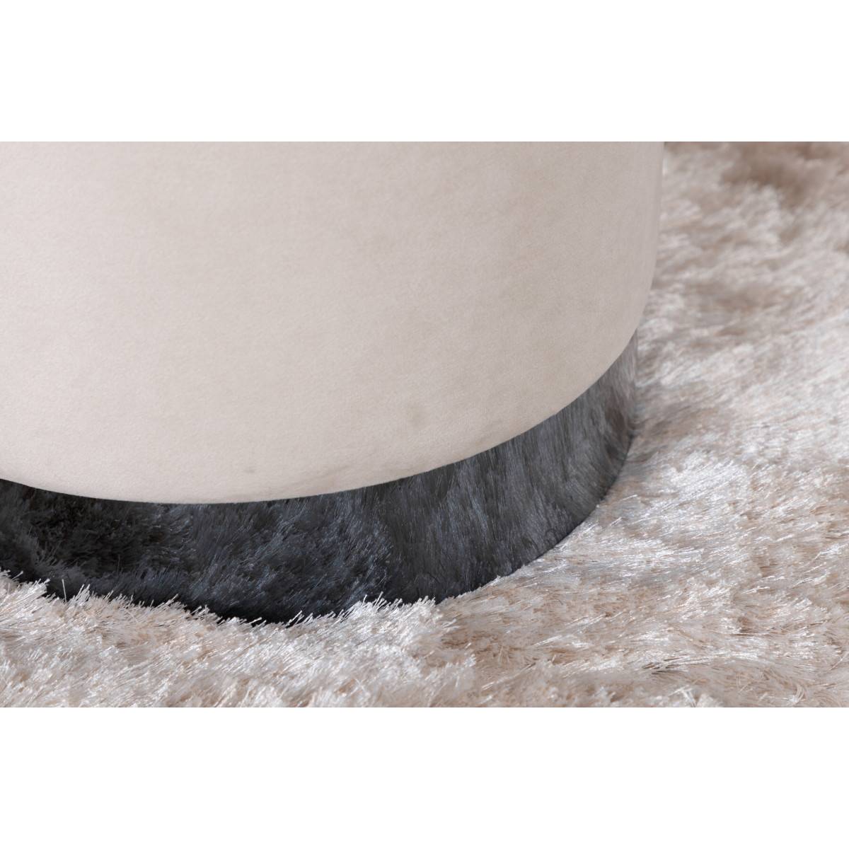 Paris Prix - Pouf en Velours "Benji" 42cm Beige - Image 7