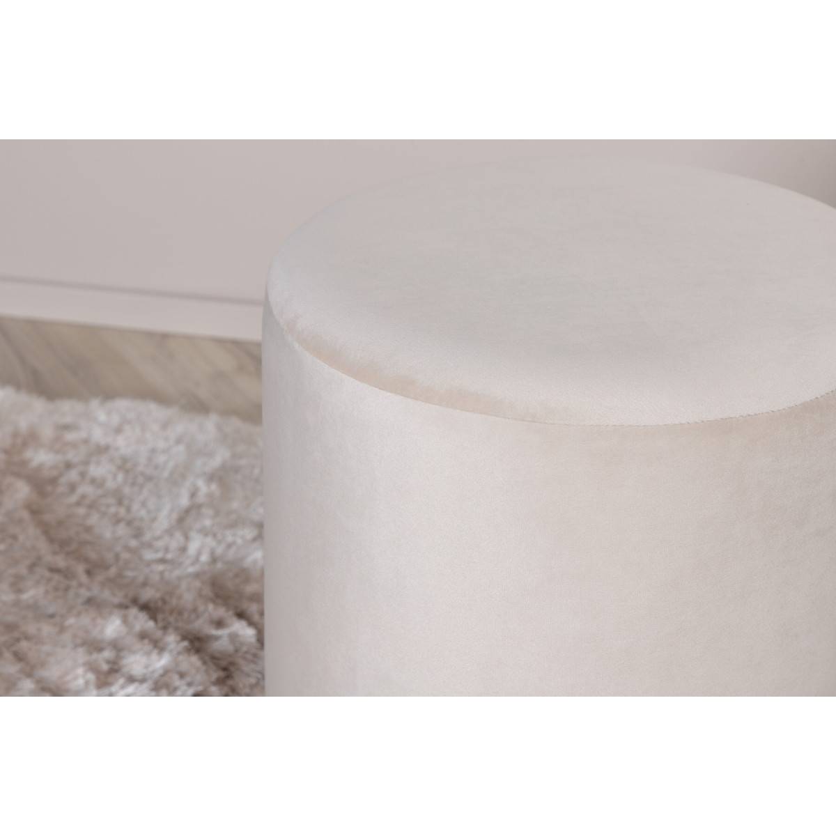 Paris Prix - Pouf en Velours "Benji" 42cm Beige - Image 6