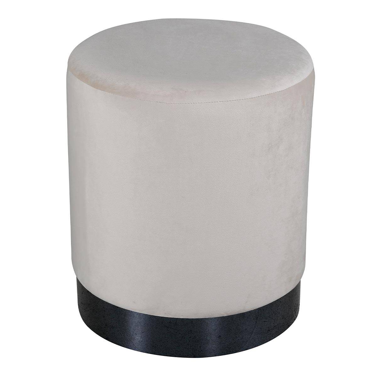 Paris Prix - Pouf en Velours "Benji" 42cm Beige - Image 1