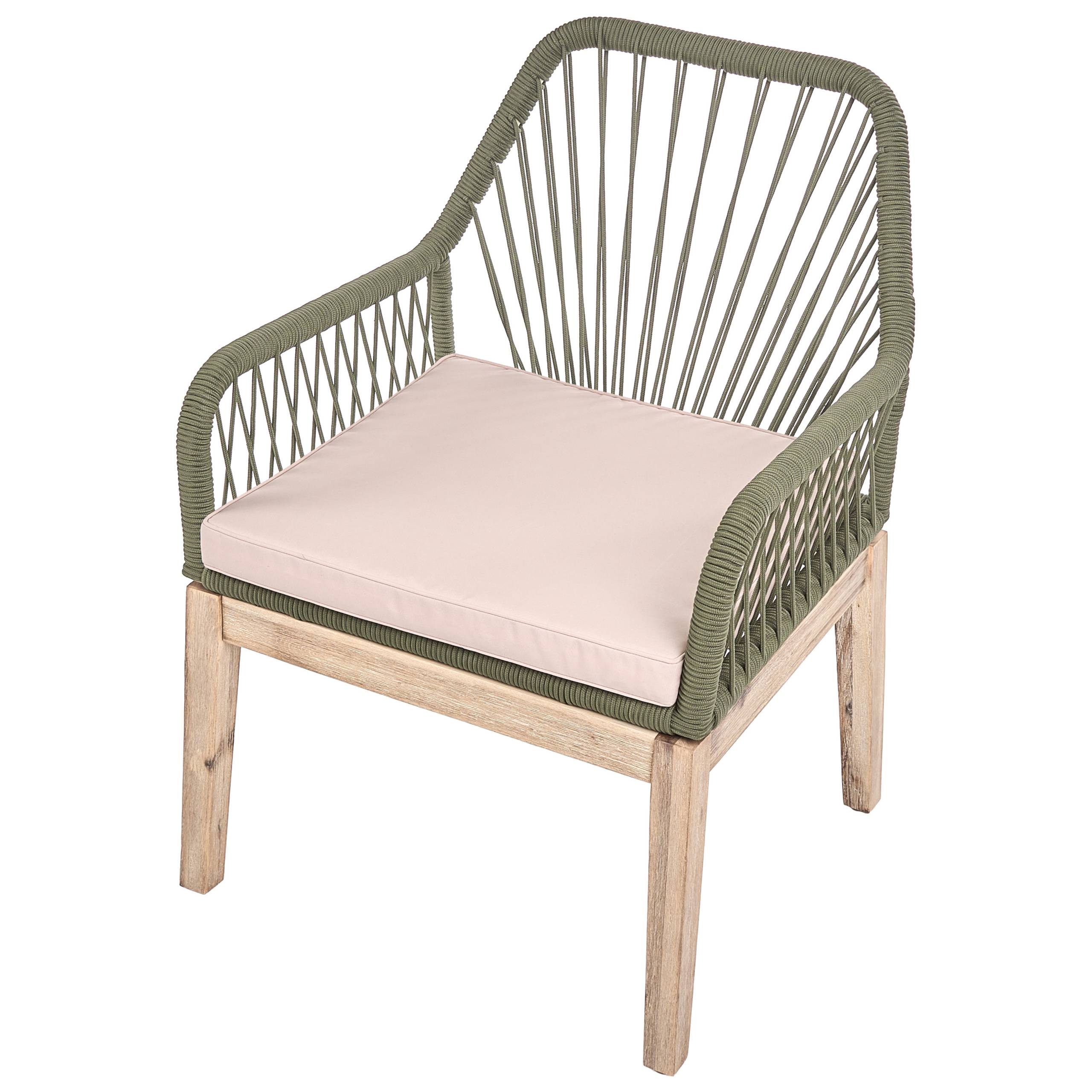 Set de salle à manger, 6 Personnes Acacia Vert olive OLBIA - Beliani - Image 8