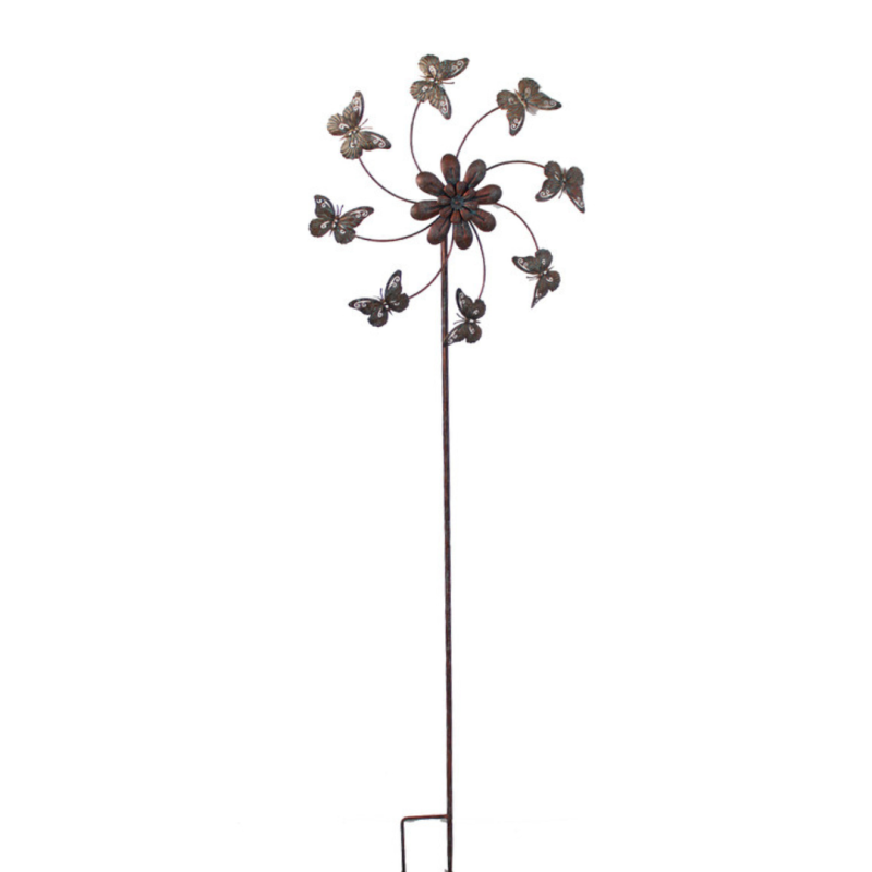 Fleur - Déco de jardin Papillons à vent 140cm en métal - Fleur