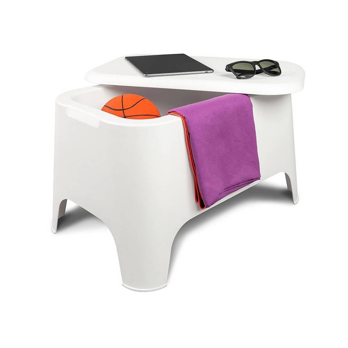 Table basse de jardin 59x 39x 36cm Blanche Avec couvercle Extérieur / Intérieur TOOMAX - Imagen 1