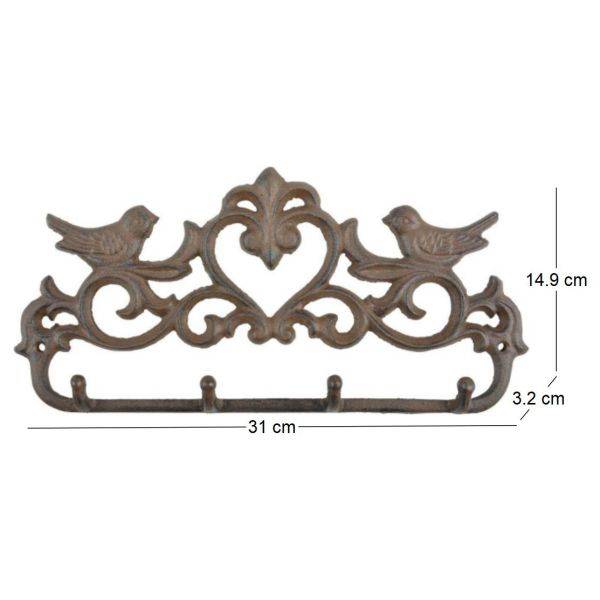 Esschert Design - Porte manteau 4 crochets en fonte Oiseaux Best For Boots - Image 5