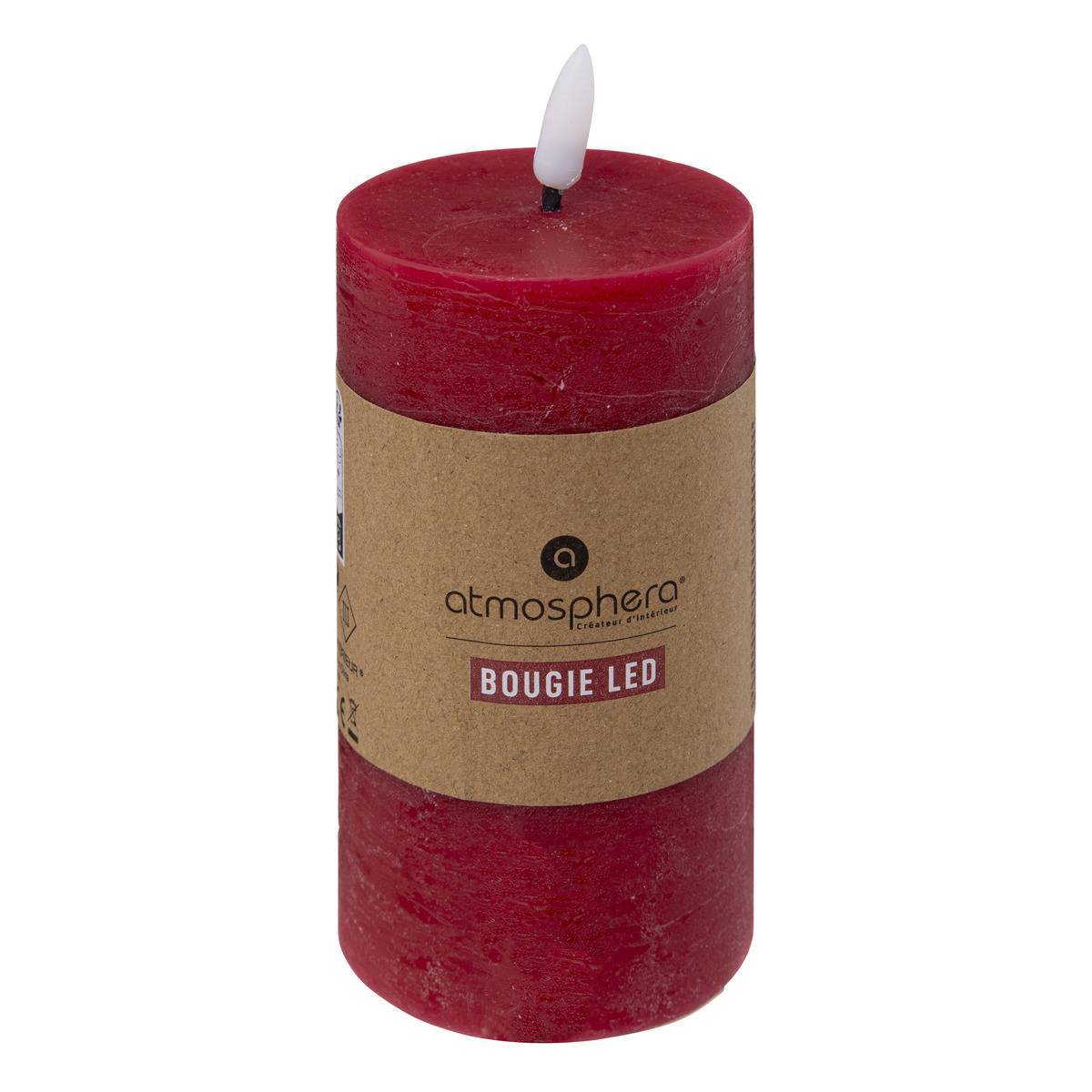 Atmosphera - Bougie ronde LED Molia 7x15cm rouge - Atmosphera Créateur d'intérieur - Image 2
