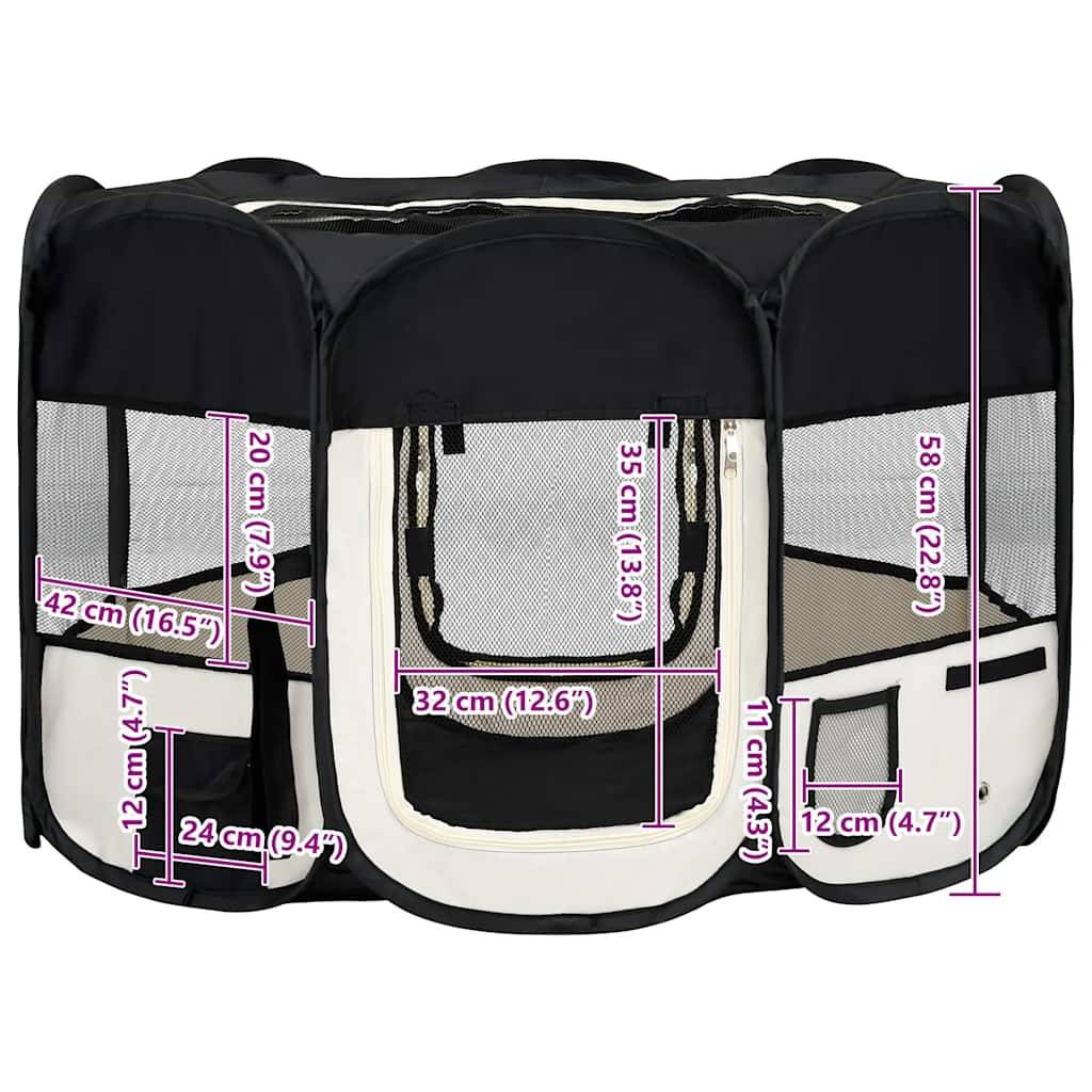 Vidaxl - Parc pliable pour chien avec sac de transport Noir 110x110x58cm vidaXL 171006 - Imagen 3