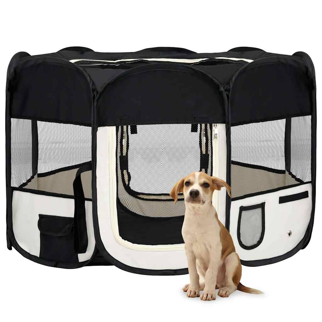 Vidaxl - Parc pliable pour chien avec sac de transport Noir 110x110x58cm vidaXL 171006 - Imagen 1