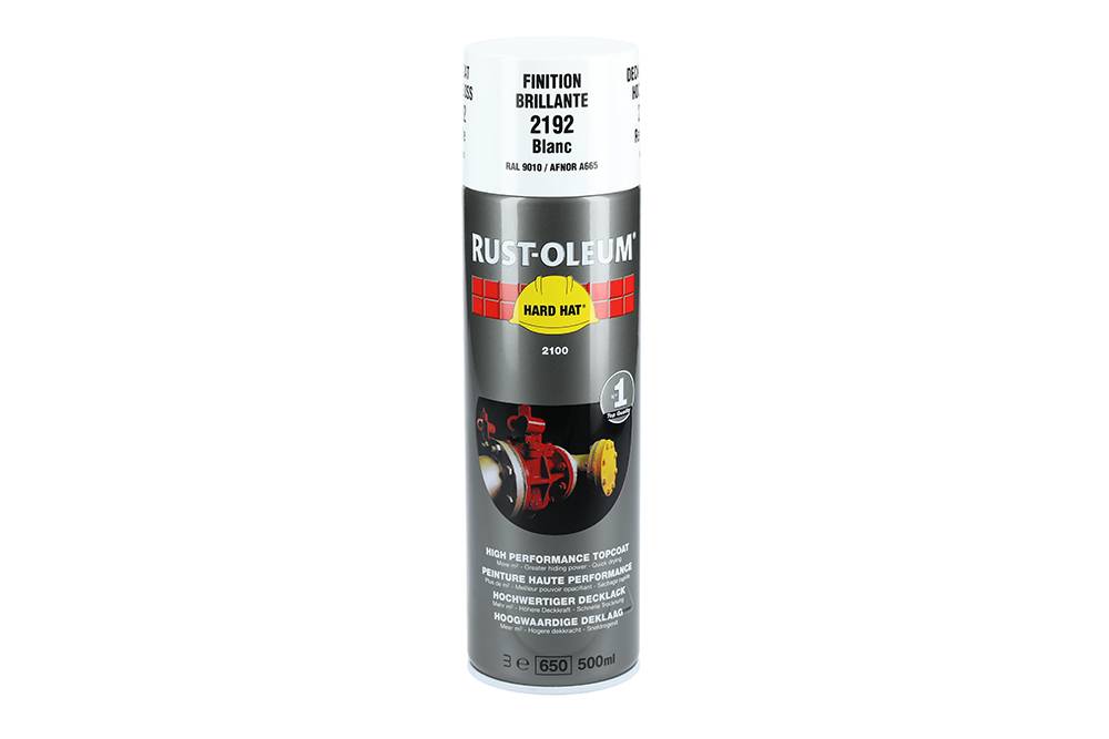 Couche de finition Hard Hat Ral-couleurs blanc pur RAL 9010 500ml - RUST-OLEUM - 2192 - Image 2