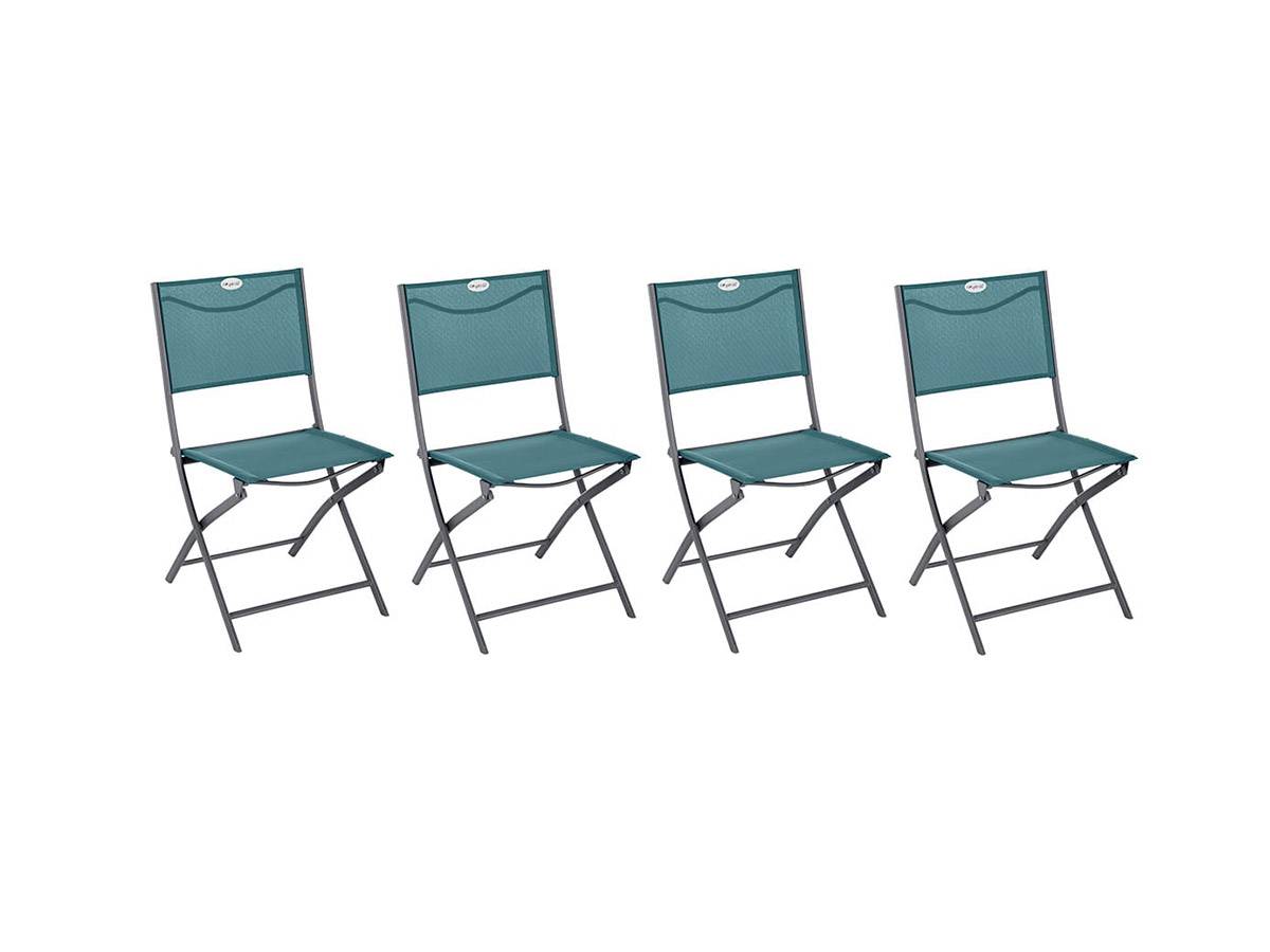 Hesperide - Lot de 4 Chaises de jardin pliante métal Modula Bleu Canard/Graphite - Hespéride - Imagen 1