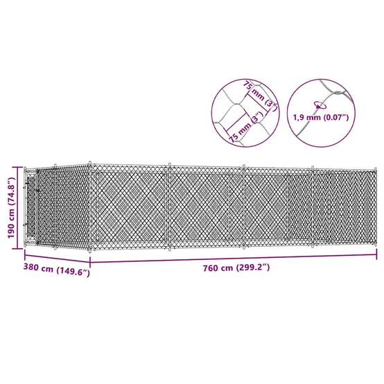 Vidaxl - Chenil extérieur pour chiens 7,6 x 3,8 x 1,9 m vidaXL 144938 - Imagen 3