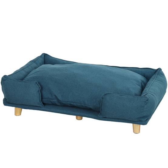 Canapé Lit pour Chien Surélevé en Bois avec Coussin Lavable 96x66x24 cm Bleu - ComfortXL Outdoor Living - Image 2