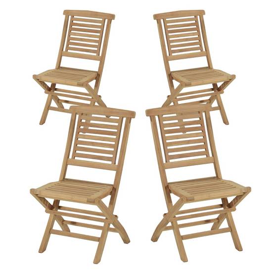 Chaises de jardin pliantes en teck massif Barbade (lot de 4) - TECK'Attitude - Image 1