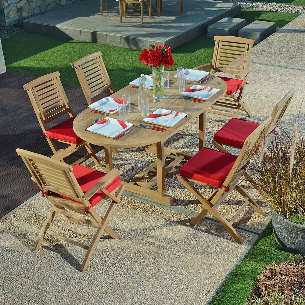 Chaises de jardin pliantes en teck massif Barbade (lot de 4) - TECK'Attitude - Image 6