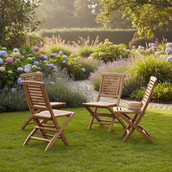 Chaises de jardin pliantes en teck massif Barbade (lot de 4) - TECK'Attitude - Image 7