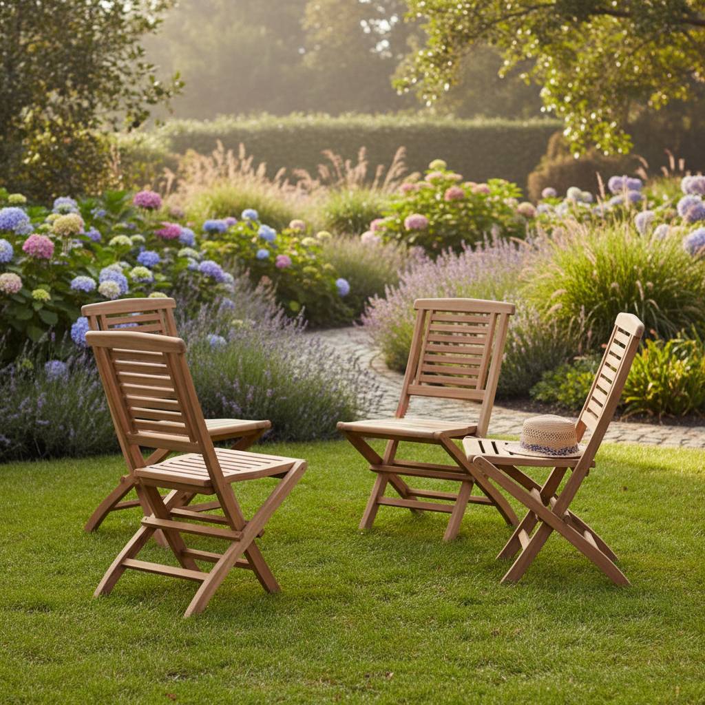 Chaises de jardin pliantes en teck massif Barbade (lot de 4) - TECK'Attitude - Image 7