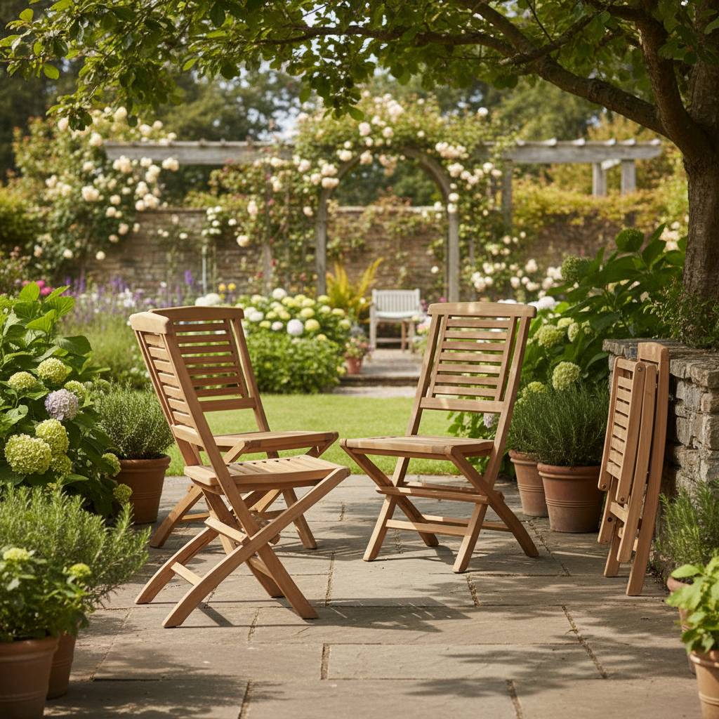 Chaises de jardin pliantes en teck massif Barbade (lot de 4) - TECK'Attitude - Image 3