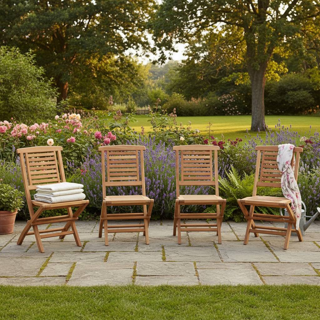 Chaises de jardin pliantes en teck massif Barbade (lot de 4) - TECK'Attitude - Image 2