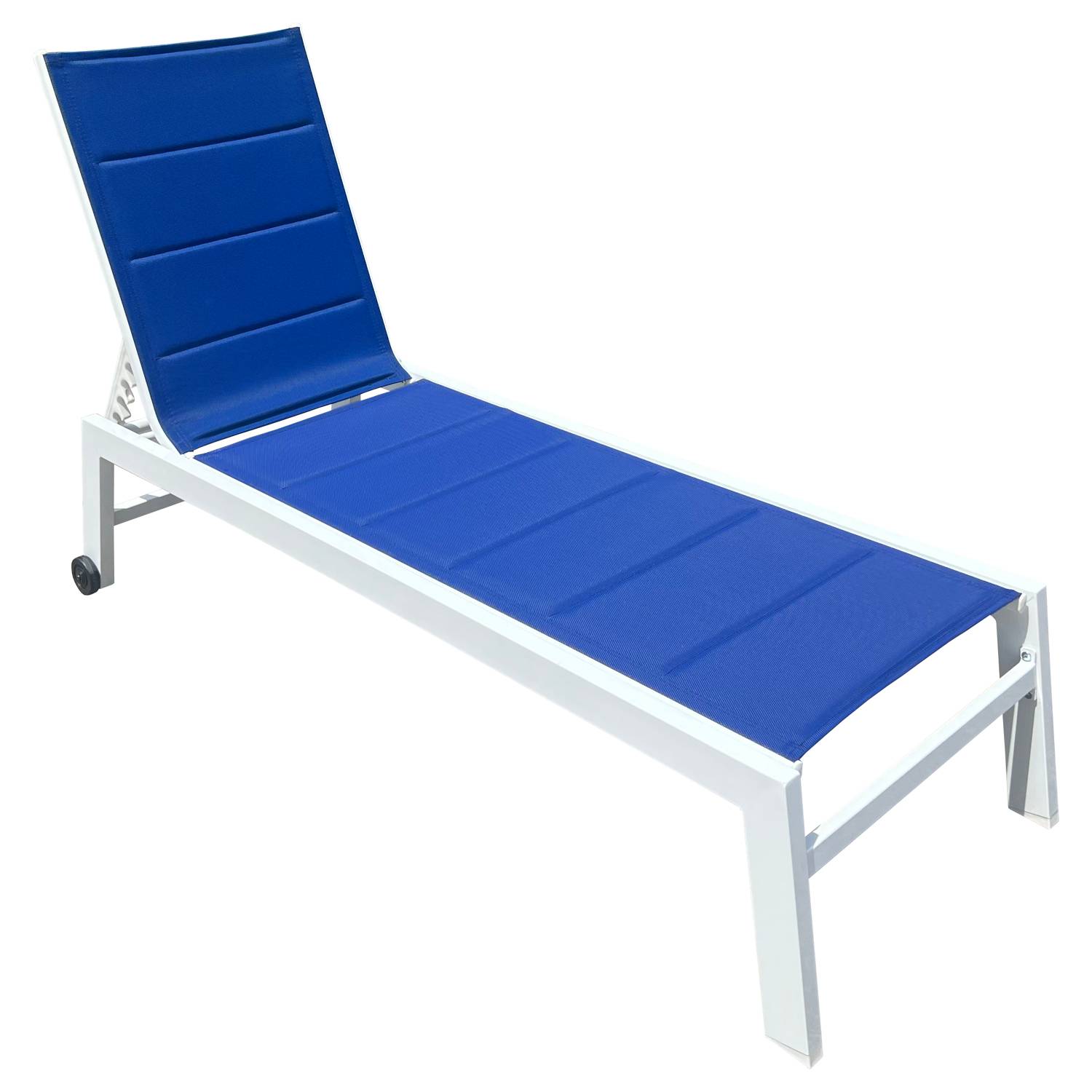 Happy Garden - Bain de soleil BARBADOS en textilène bleu - aluminium blanc - HAPPY GARDEN - Imagen 1