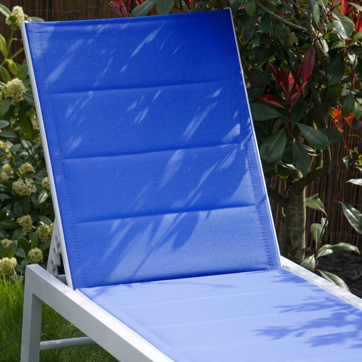 Bain de soleil BARBADOS en textilène bleu - aluminium blanc - HAPPY GARDEN - Image 6