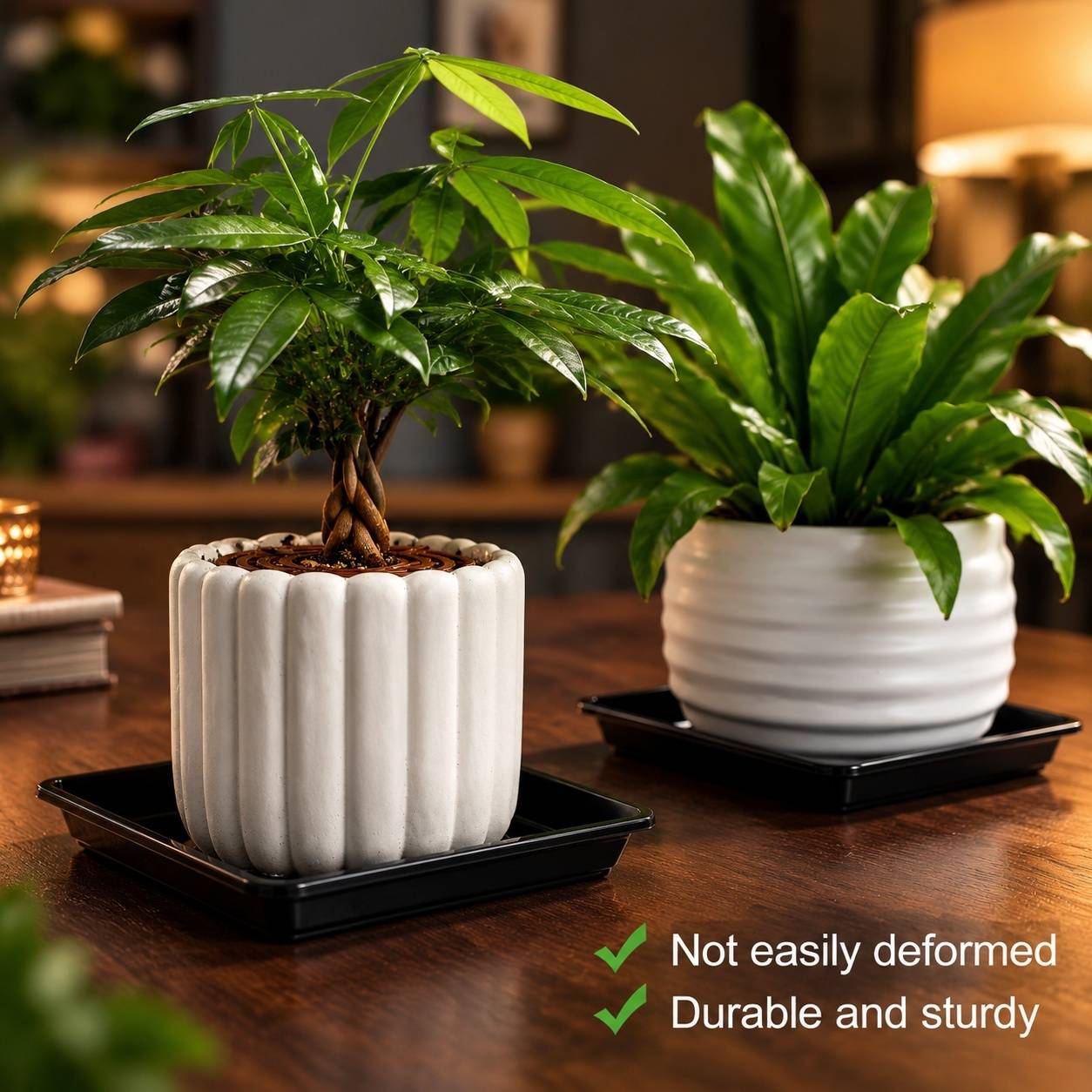 12 Soucoupes Plastique Rectangulaires pour Plantes Balcon Intérieur Extérieur - Image 2