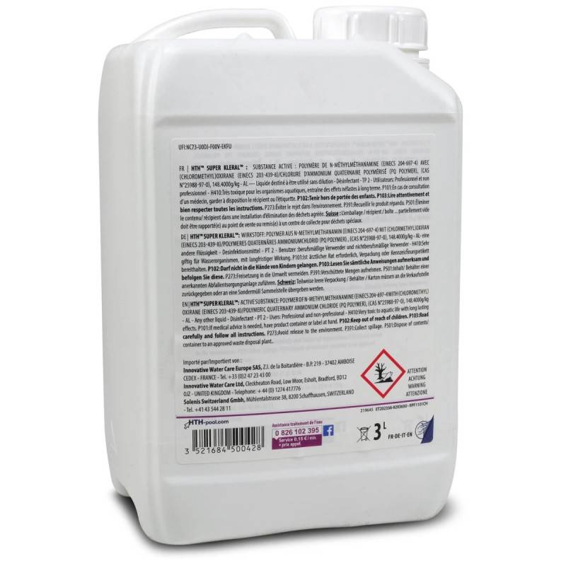Clarifiant triple action hth Super KLERAL 3 litres - - Imagen 2