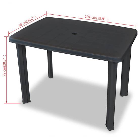 Table de jardin en plastique anthracite 101 x 68 x 72 cm - PANGIVO - Image 6