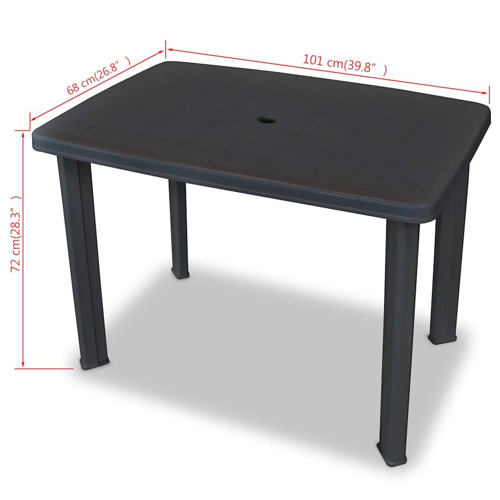 Table de jardin en plastique anthracite 101 x 68 x 72 cm - PANGIVO - Image 6