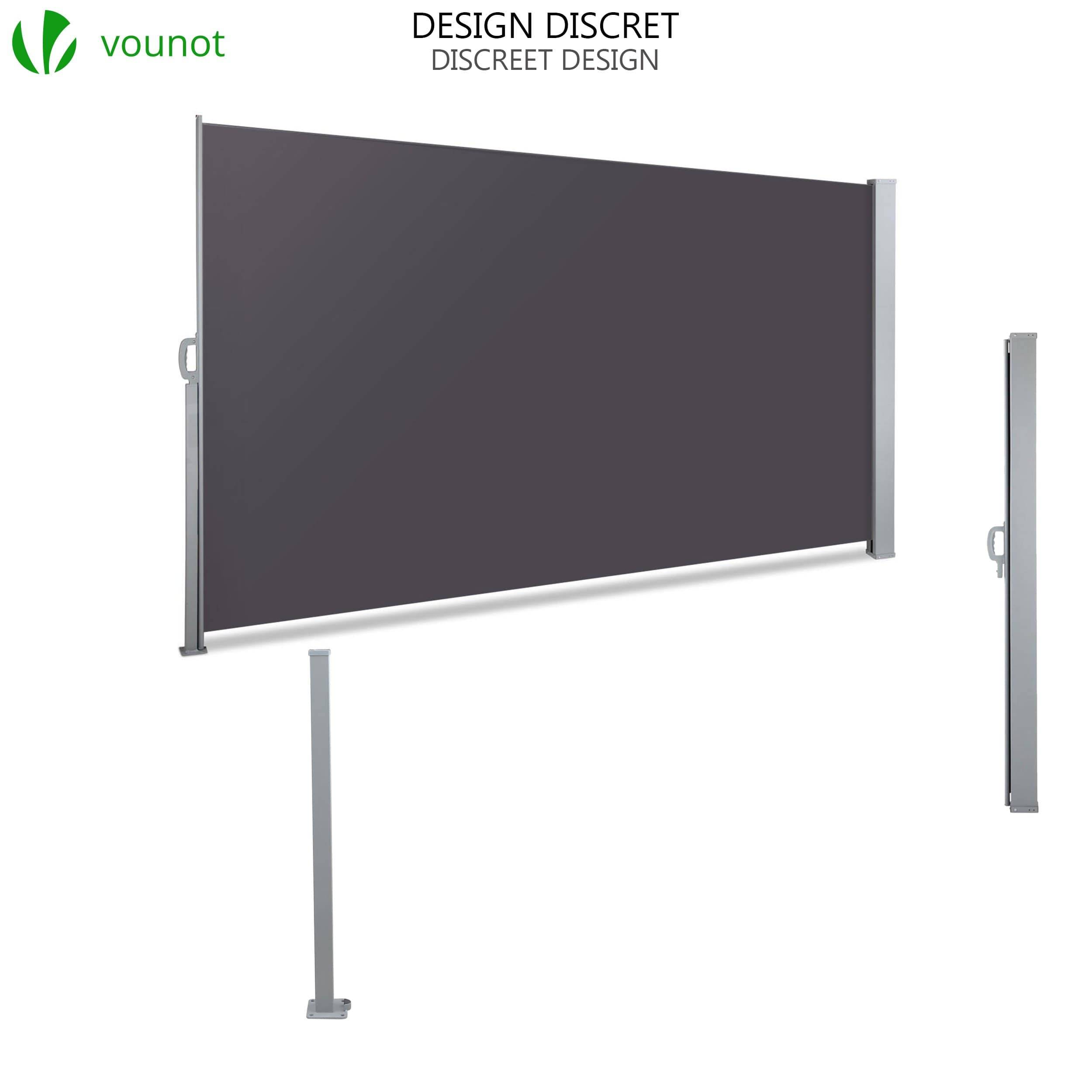 VOUNOT® Paravent extérieur rétractable 140x300cm avec housse de protection - Noir anthracite - Store latéral vertical brise-vue - Image 6