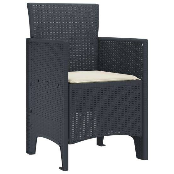 Mobilier de Jardin 4 Chaises en Polypropylène Effet Rotin pour Repas Extérieur Anthracite – ComfortXL Outdoor Living - Image 2